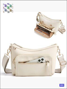 Vegan Leather Crossbody Bag with RFID Blocking, Shoulder Purse, Sling Handbag